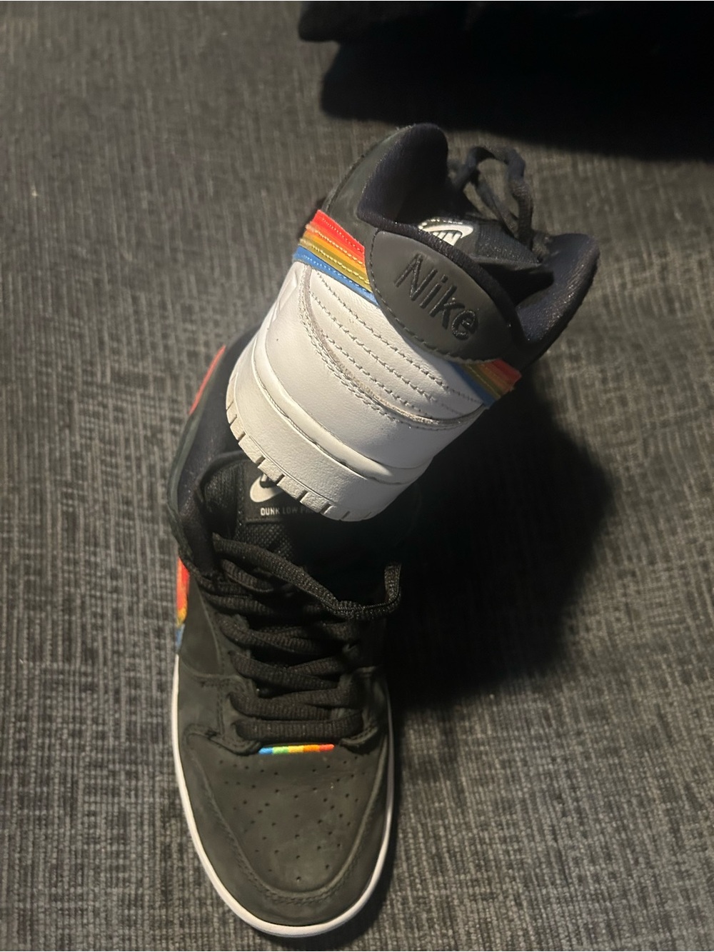 Nike Black Sneakers with Rainbow Stripe Detail